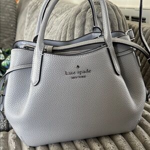 kate spade gray pebbled leather satchel with top handles